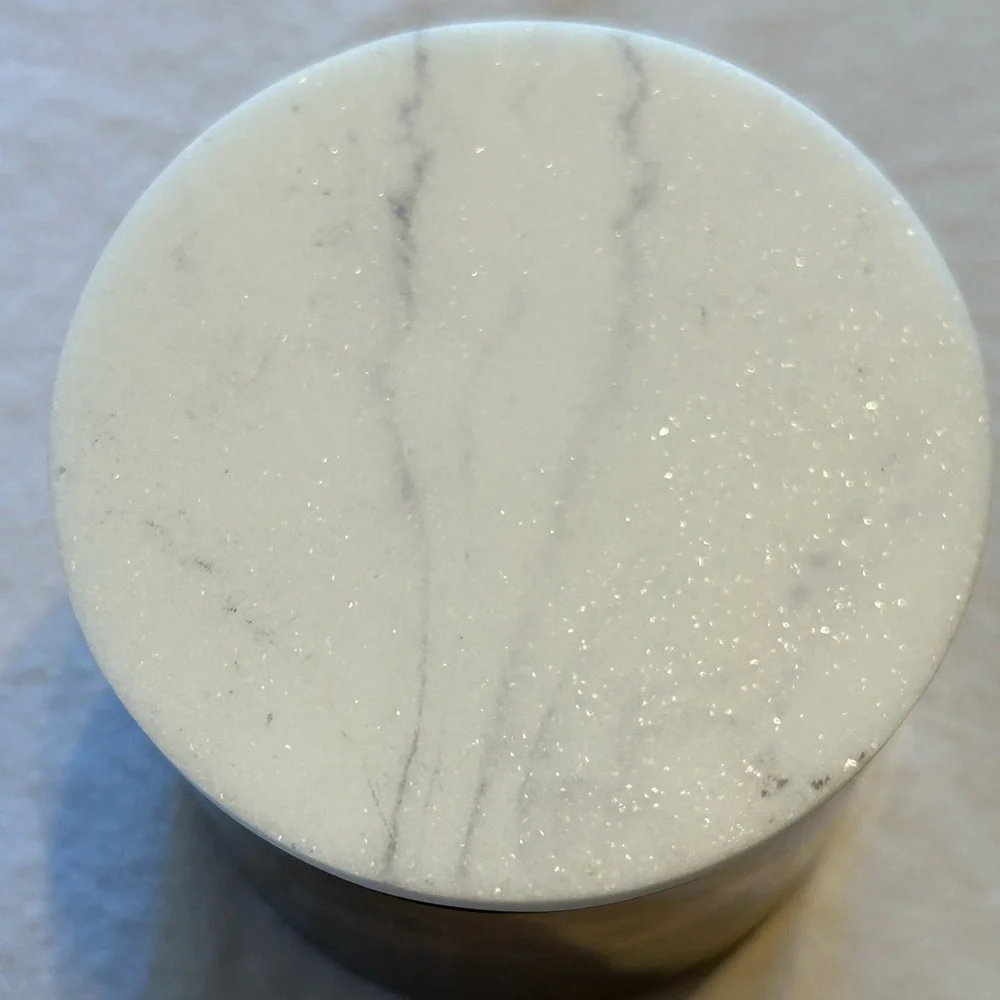 Marble Lid Mercury Pink Glass Storage Jar